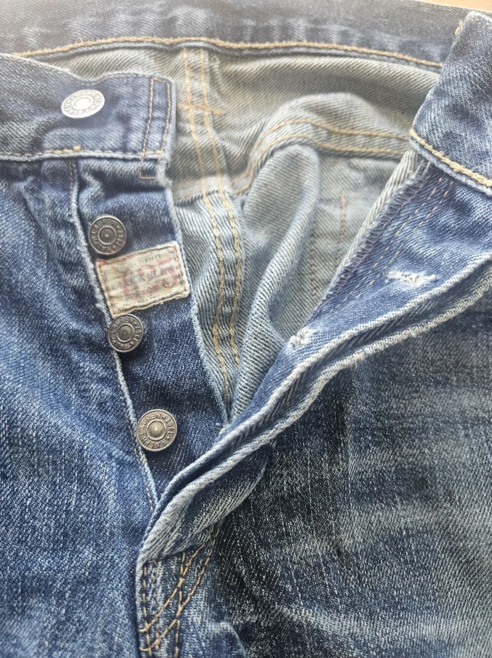 Polo Ralph Lauren Men's Varick Slim Jeans 33x34 Distressed Faded Thrashed Grunge